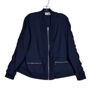 Chico's Zenergy Neema Shadow Stripe Jacket Windbreaker Blue Womens 2 Large